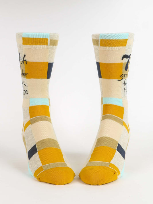 BlueQ Men's Crew Socks - 7th Grader for Life