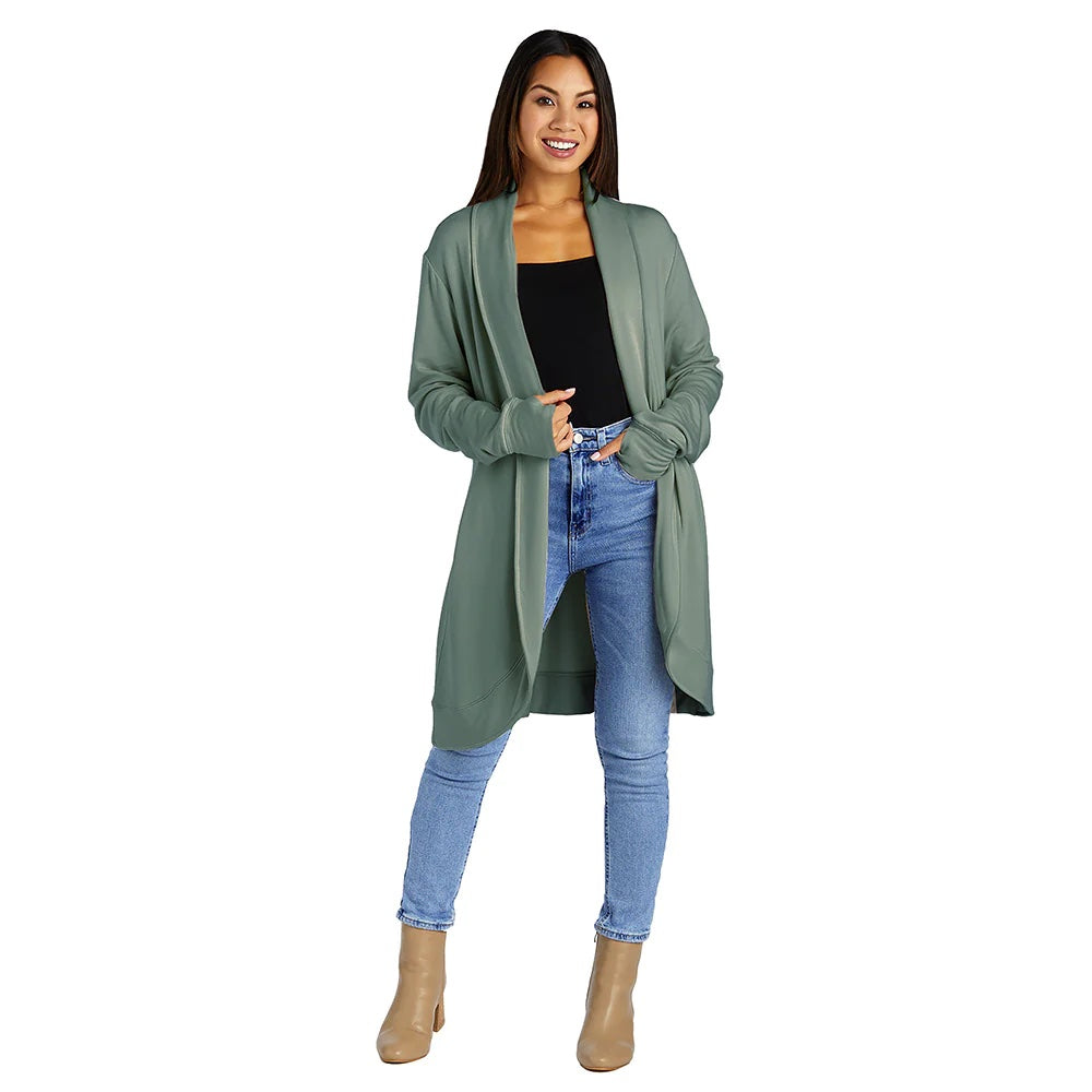 Softies Ultra-Dream Cascade Cardigan with Thumbholes - Dusty Green