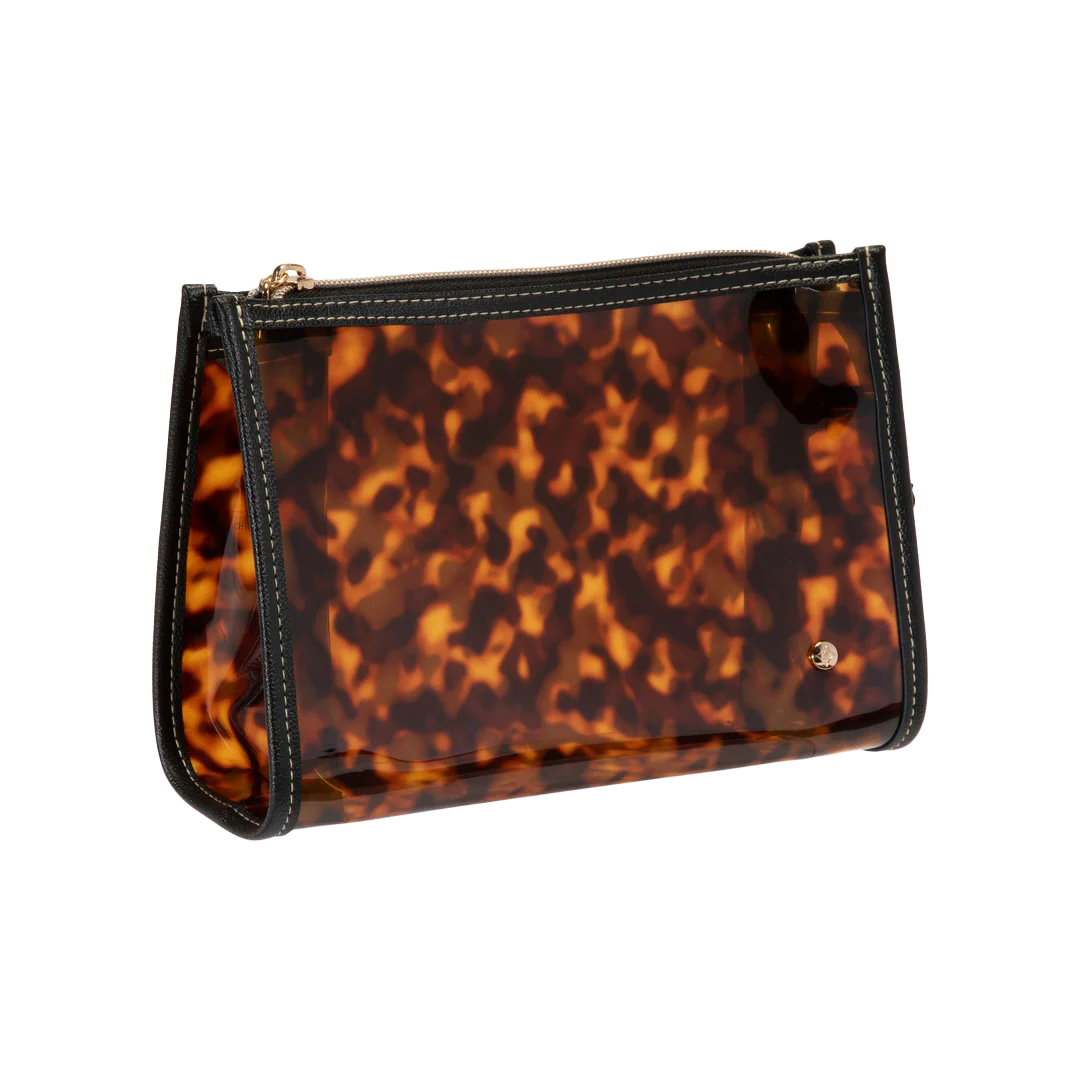 Stephanie Johnson - Medium Zip Cosmetic Case - Clear Tortoise