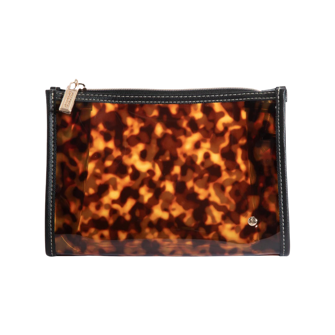 Stephanie Johnson - Medium Zip Cosmetic Case - Clear Tortoise