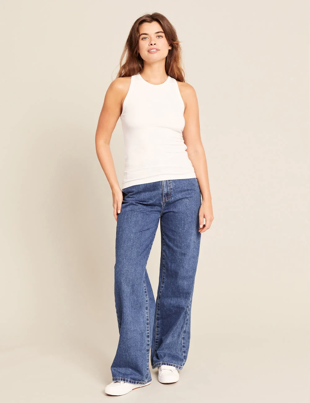 Boody Ribbed Racerback Tank - White