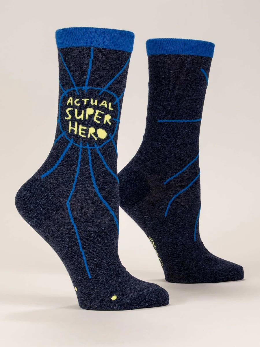 BlueQ Women's Crew Socks - Actual Superhero