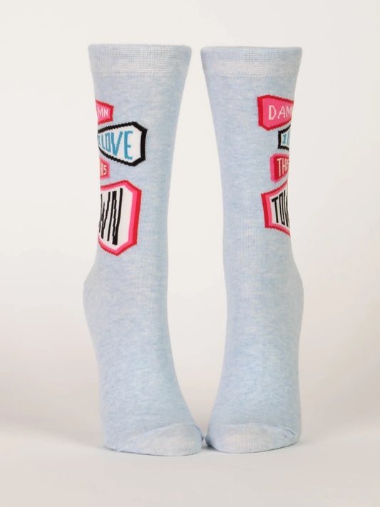 BlueQ Women's Crew Socks - I Love This Town