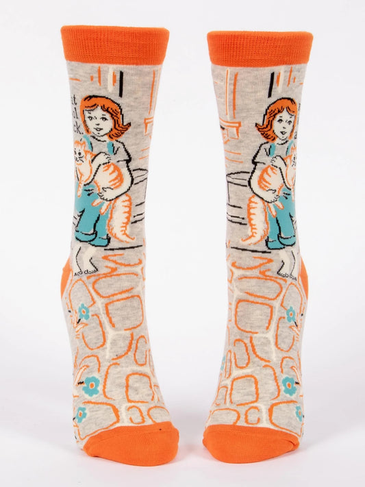 BlueQ Women's Crew Socks - My Cat is Cool
