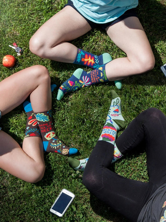BlueQ Women's Crew Socks - Delicate Flower