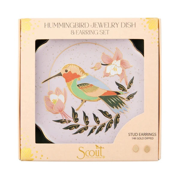 Scout Jewelry Dish & Stud Earring Set - Hummingbird
