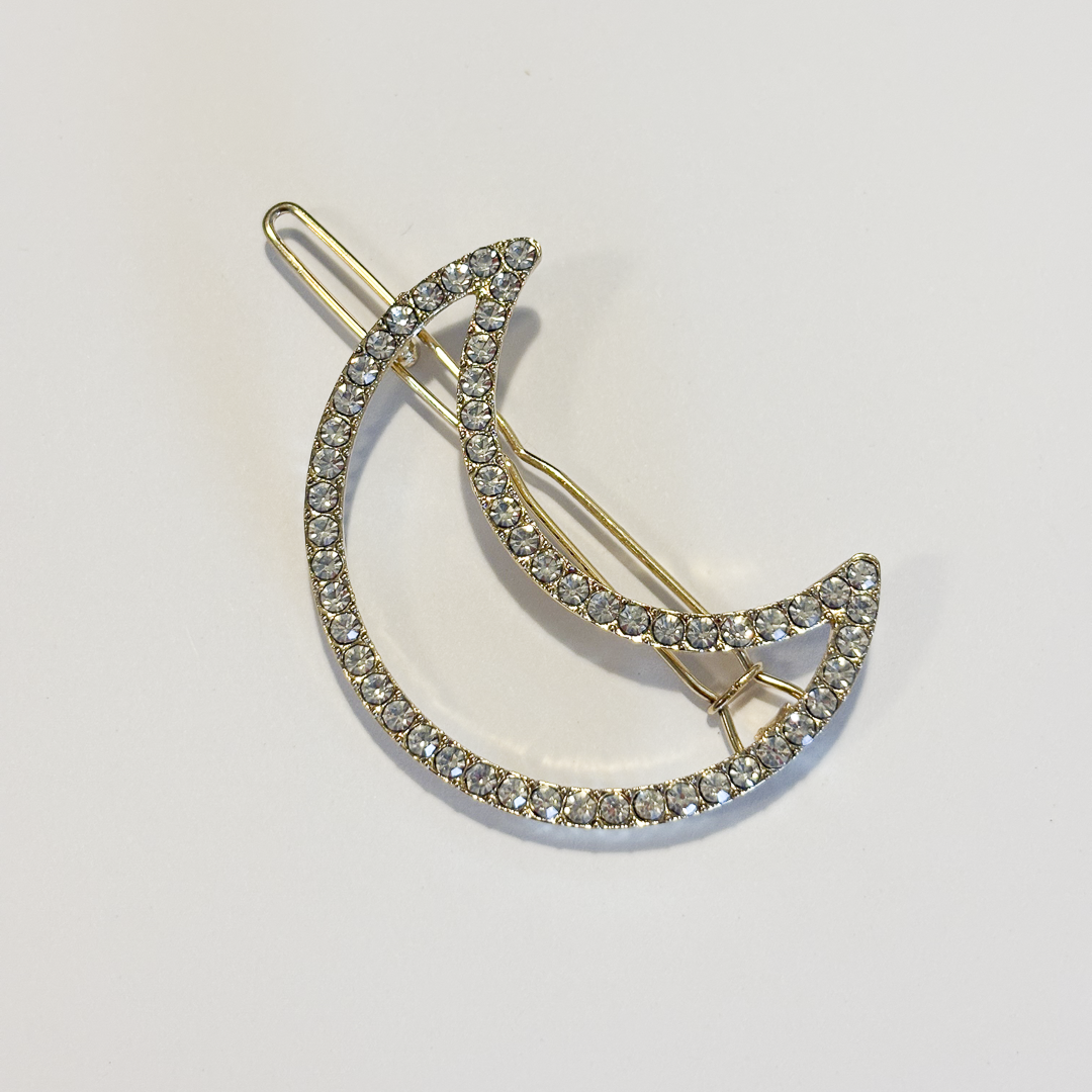 Étoiles Crescent Moon Barrette - Medium Outline