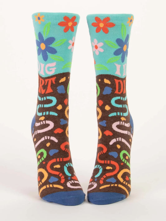BlueQ Women's Crew Socks - I Dig Dirt