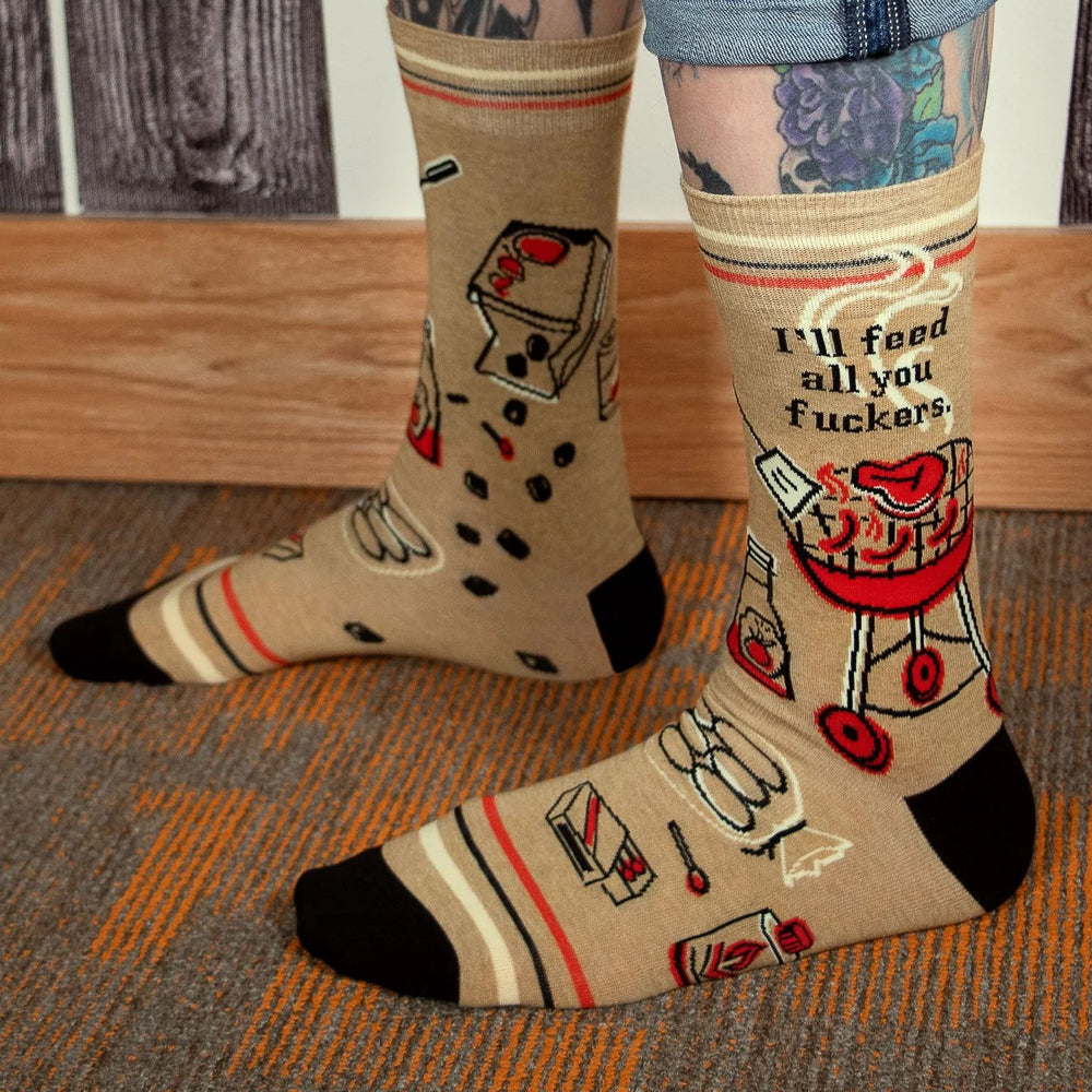 BlueQ Men's Crew Socks - I'll Feed All You