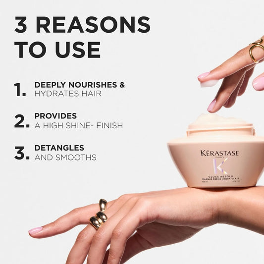 Kérastase Gloss Absolu Masque Crème Hydra-Glaze · Anti-Frizz Hair Mask