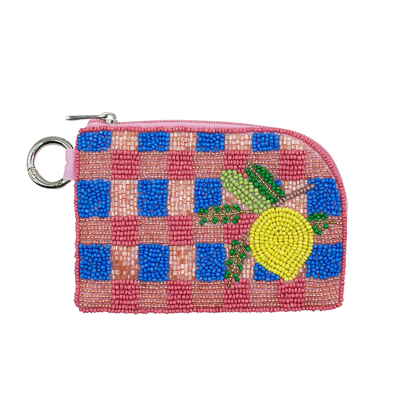 La Chic Designs Beaded Keyring Pouch - Lemon