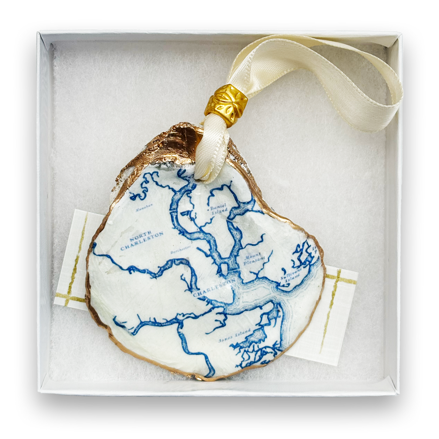 Oyster Shell Ornament - Map