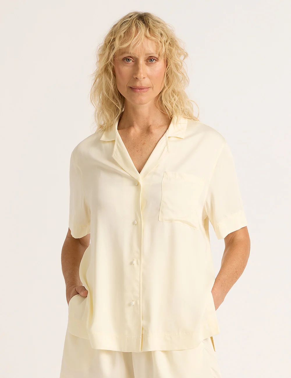 Boody Vegan Silk - Short Sleeve Sleep Shirt - Pearl