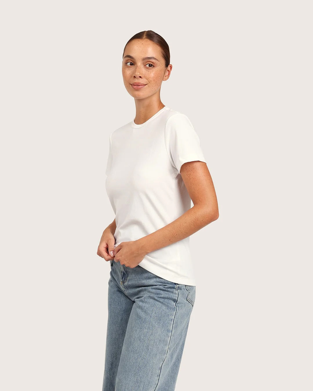 Boody Ribbed Crew Neck T-Shirt - White