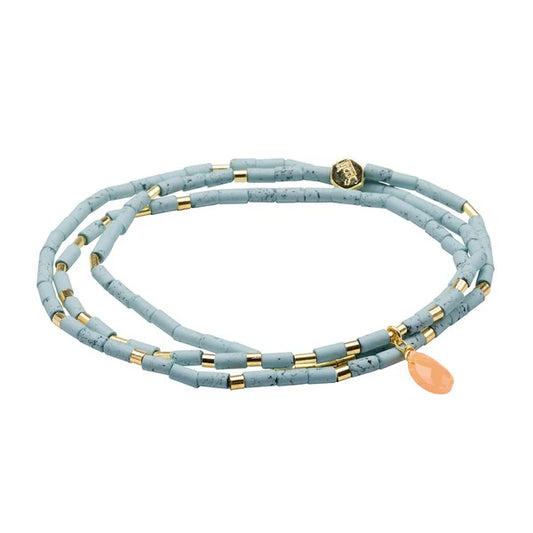 Scout Teardrop Stone Wrap Collection - Blue Howlite, Sunstone & Gold