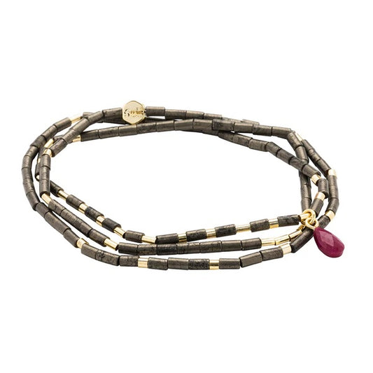 Scout Teardrop Stone Wrap Collection - Pyrite, Fuchsia & Gold