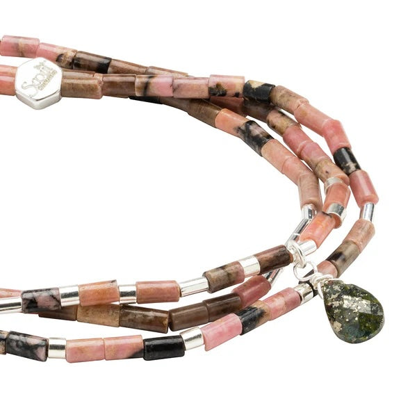 Scout Teardrop Stone Wrap Collection - Rhodonite, Pyrite, & Silver