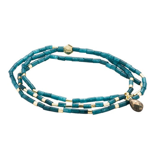 Scout Teardrop Stone Wrap Collection - Teal Jade, Pyrite & Gold