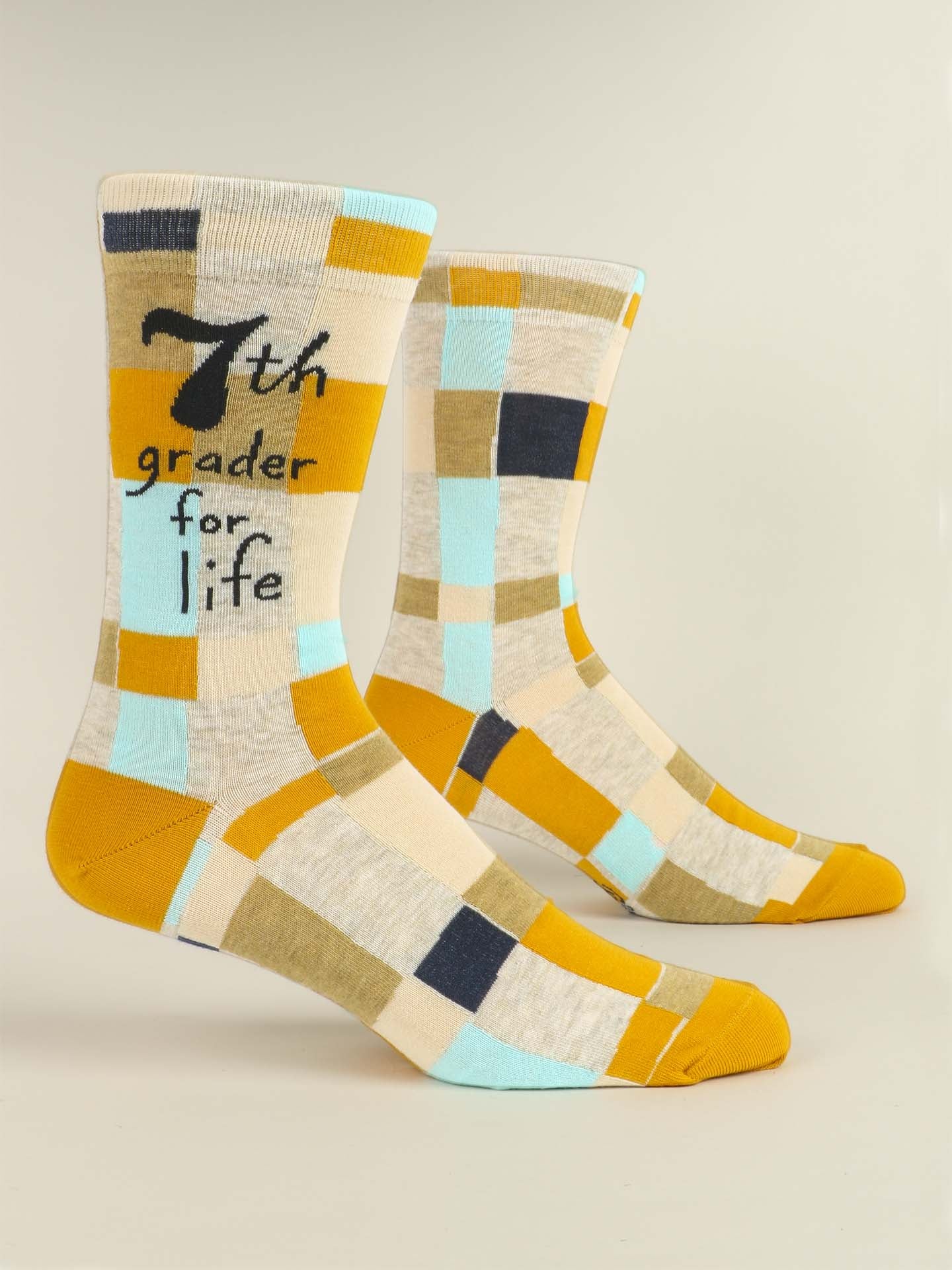 BlueQ Men's Crew Socks - 7th Grader for Life