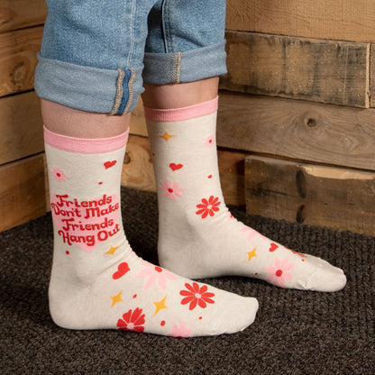 BlueQ Women's Crew Socks - Friends Don't Make Friends Hang Out