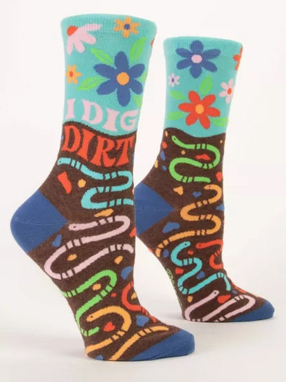 BlueQ Women's Crew Socks - I Dig Dirt