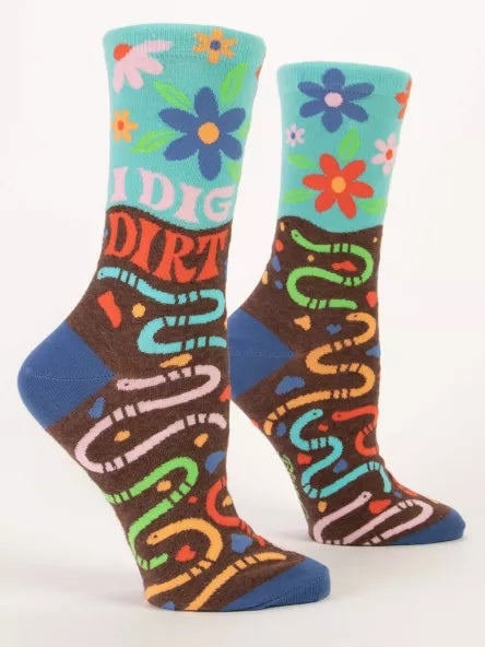 BlueQ Women's Crew Socks - I Dig Dirt