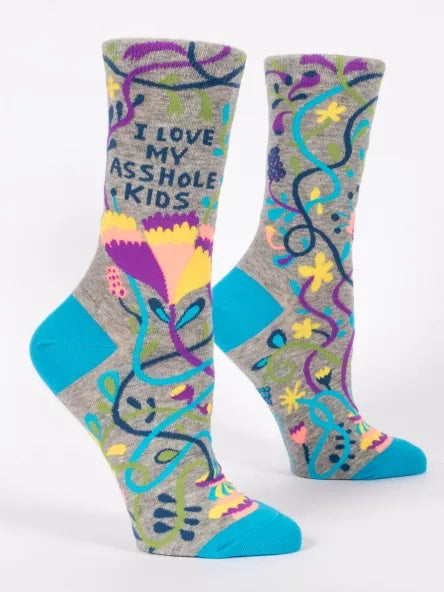 BlueQ Women's Crew Socks - I Love My Kids