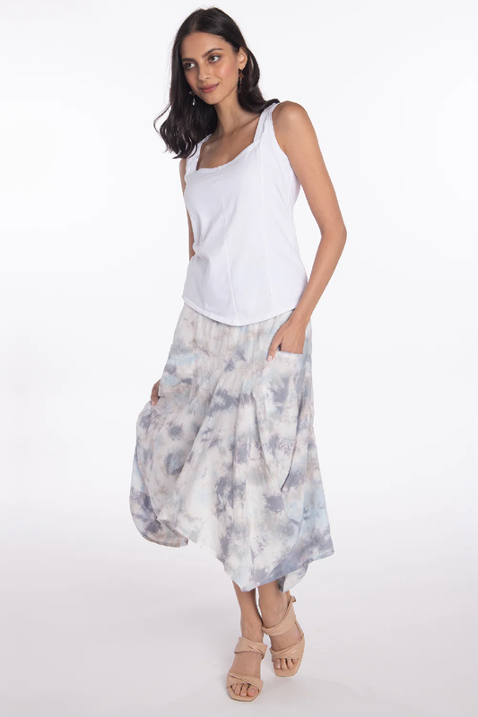 Luna Luz Paloma Skirt - Light Blue/Khaki Tie Dye