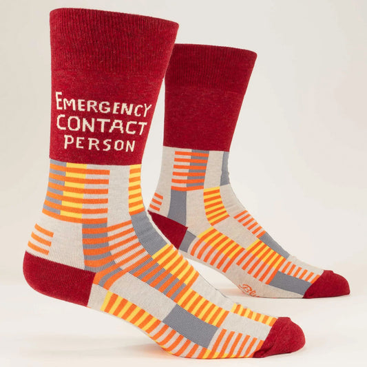 BlueQ Men's Crew Socks - Emergency Contact Person