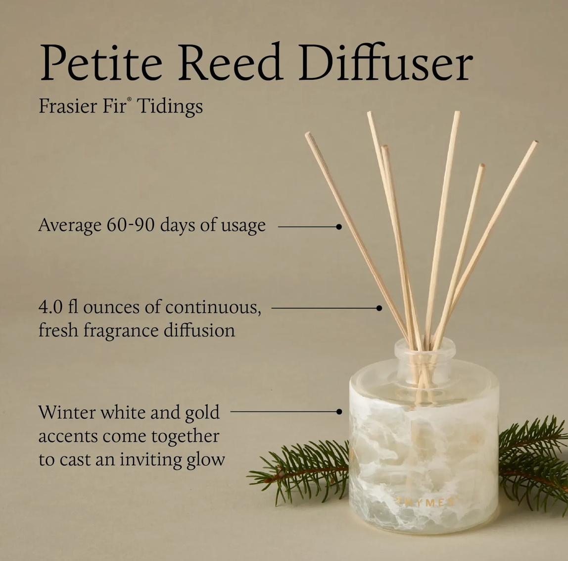 Thymes Frasier Fir Tidings Petite Diffuser
