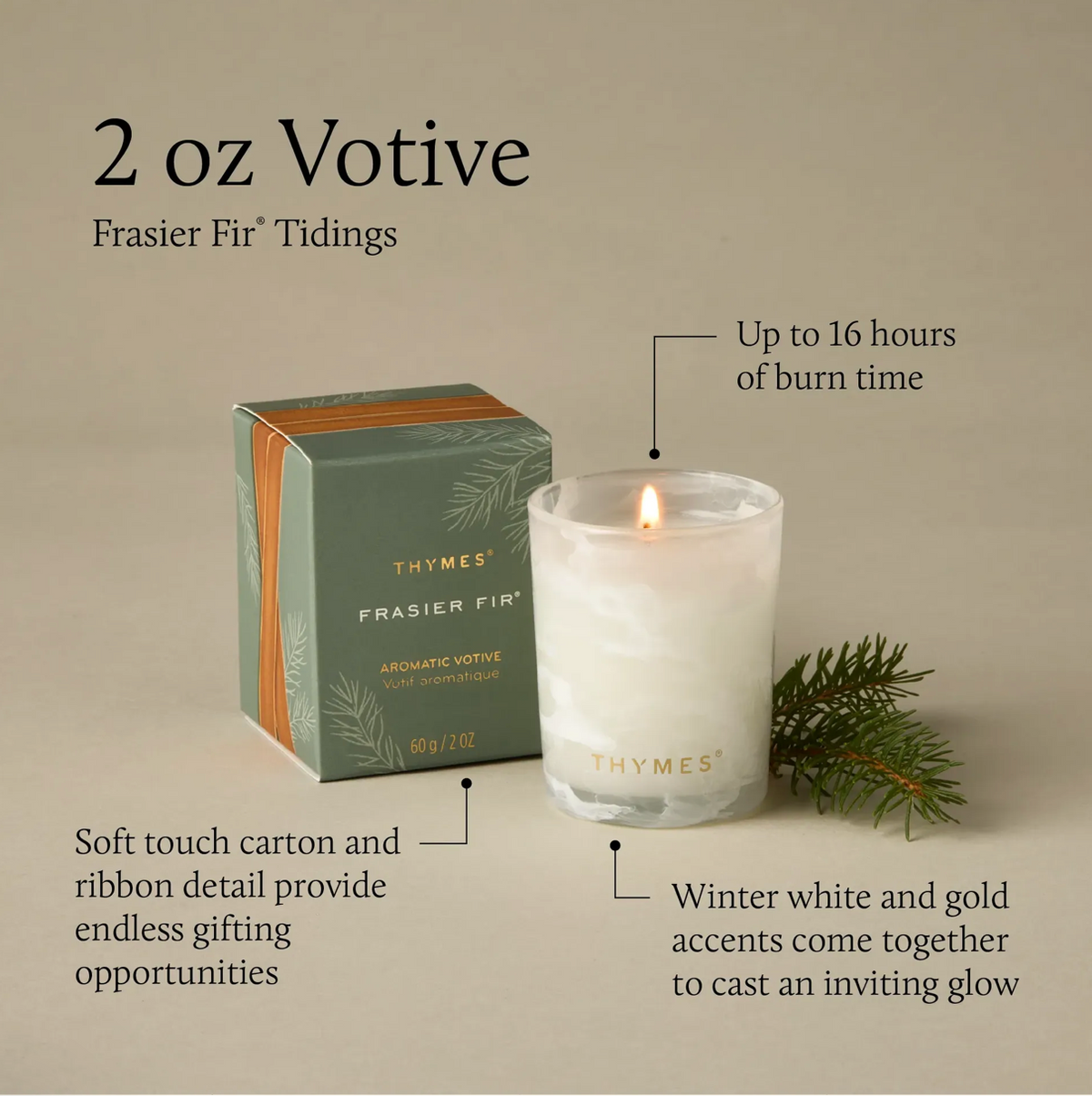Thymes Frasier Fir Tidings Votive 2 oz