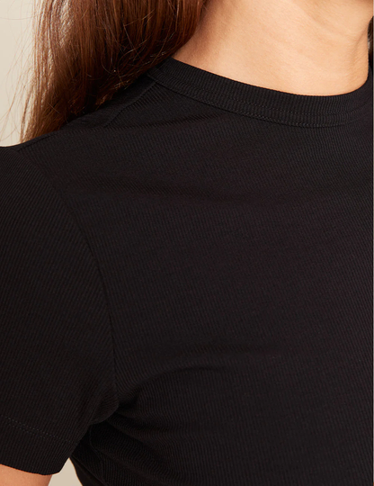 Boody Ribbed Crew Neck T-Shirt - Black
