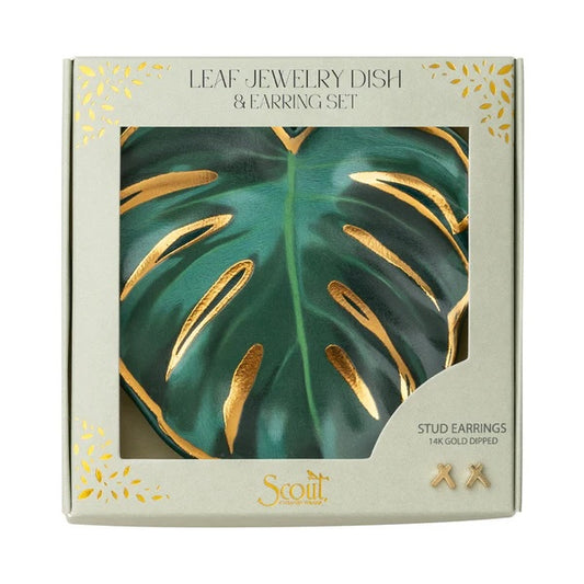Scout Jewelry Dish & Stud Earring Set - Leaf