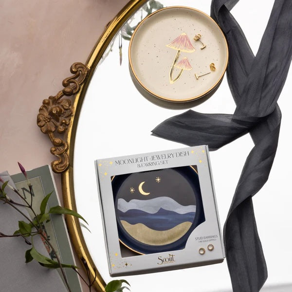 Scout Jewelry Dish & Stud Earring Set - Mushroom