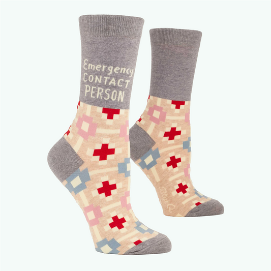 BlueQ Women's Crew Socks - Emergency Contact Person