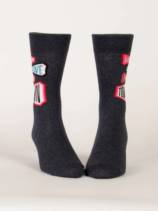 BlueQ Men's Crew Socks - Damn I Love This Town
