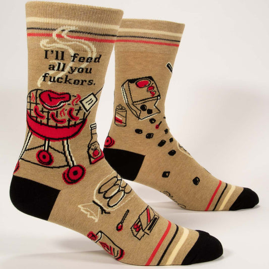 BlueQ Men's Crew Socks - I'll Feed All You