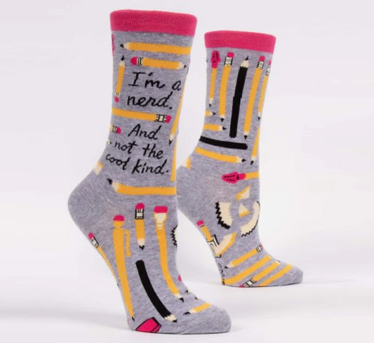 BlueQ Women's Crew Socks - I'm a Nerd