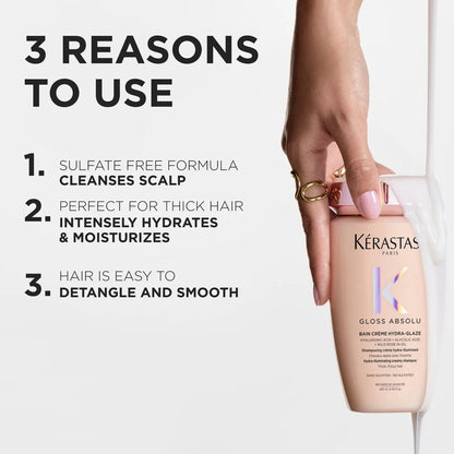 Kérastase Gloss Absolu Bain Creme Hydra-Glaze · Anti-Frizz Shampoo