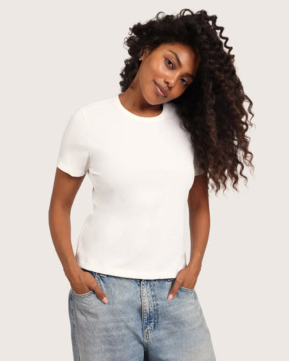 Boody Ribbed Crew Neck T-Shirt - White