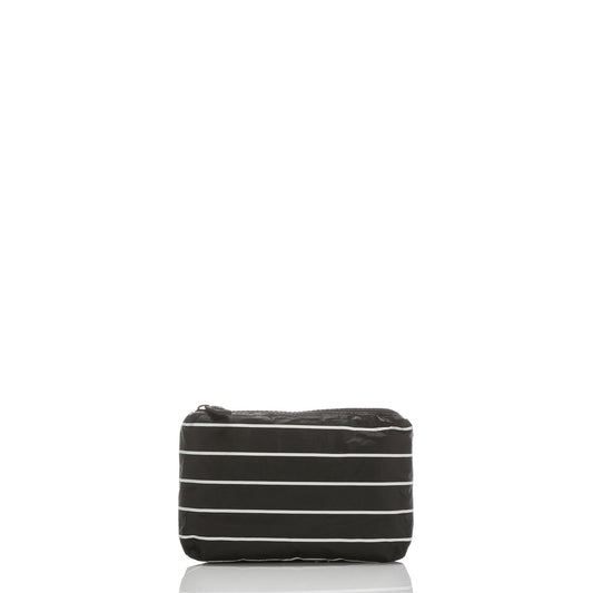 Aloha Mini Pouch (one left) - Pinstripe Black with White Stripes