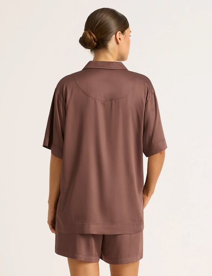 Boody Vegan Silk - Short Sleeve Sleep Shirt - Garnet