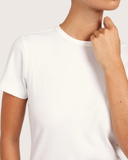 Boody Ribbed Crew Neck T-Shirt - White