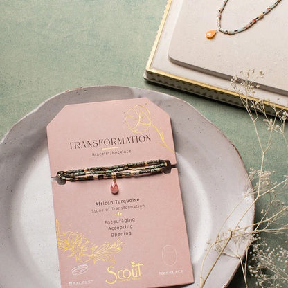 Scout Teardrop Stone Wrap Collection - African Turquoise, Watermelon & Gold