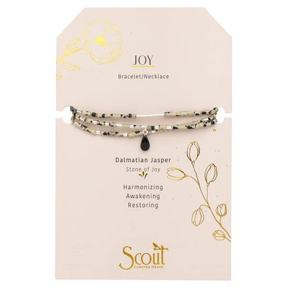 Scout Teardrop Stone Wrap Collection - Dalmatian Jasper, Obsidian & Silver