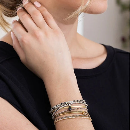 Scout Teardrop Stone Wrap Collection - Dalmatian Jasper, Obsidian & Silver
