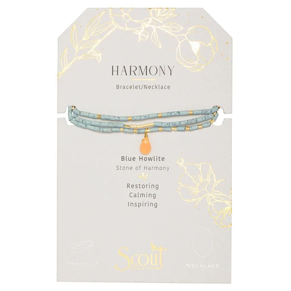 Scout Teardrop Stone Wrap Collection - Blue Howlite, Sunstone & Gold