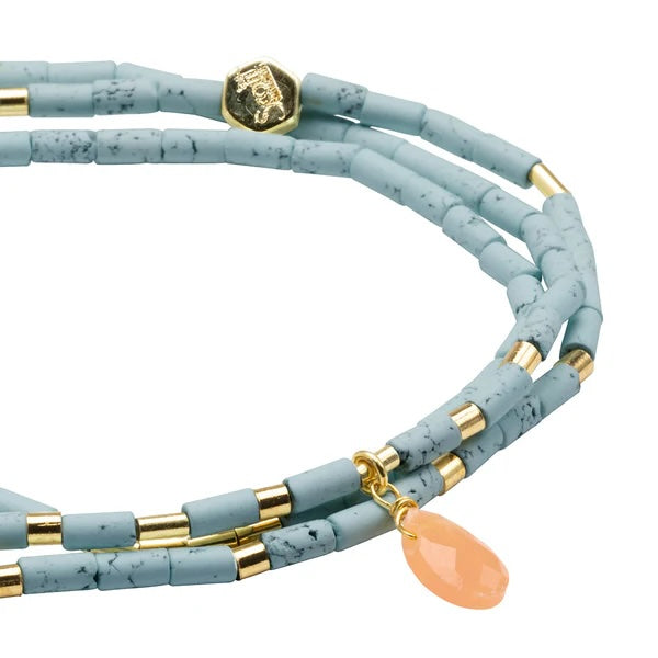 Scout Teardrop Stone Wrap Collection - Blue Howlite, Sunstone & Gold