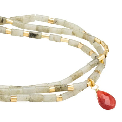 Scout Teardrop Stone Wrap Collection - Labradorite, Fuchsia, & Gold