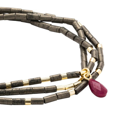 Scout Teardrop Stone Wrap Collection - Pyrite, Fuchsia & Gold